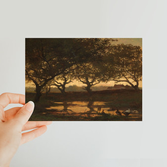 Woodland Pond at Sunset, Gerard Bilders, c. 1862 -  Classic Postcard - (FREE SHIPPING)