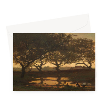 Woodland Pond at Sunset, Gerard Bilders, c. 1862 -  Greeting Card