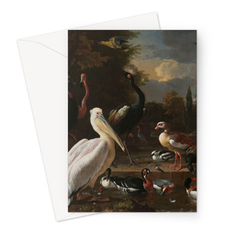 A Pelican and other Birds near a Pool, Known as ‘The Floating Feather’, Melchior d'Hondecoeter, c. 1680 -  Greeting Card