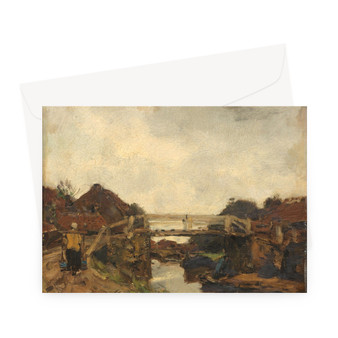 Houten brug over een vaart bij Rijswijk Rijksmuseum by jacob maris Greeting Card