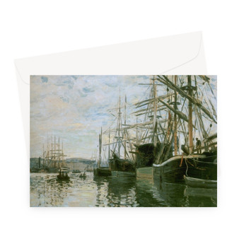 Monet  Boats at Rouen Greeting Card
