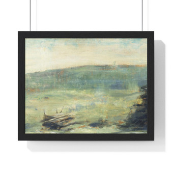 Landscape at Saint-Ouen,  by Georges Seurat  - Premium Framed Horizontal Poster,Landscape at Saint-Ouen,  by Georges Seurat  - Premium Framed Horizontal Poster,Landscape at Saint,Ouen,  by Georges Seurat  , Premium Framed Horizontal Poster