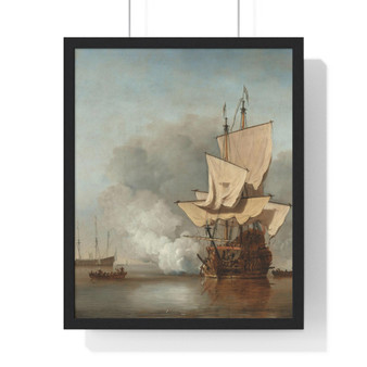 The Cannon Shot, Willem van de Velde (II)  ,  Premium Framed Vertical Poster,The Cannon Shot, Willem van de Velde (II)  -  Premium Framed Vertical Poster,The Cannon Shot, Willem van de Velde (II)  -  Premium Framed Vertical Poster