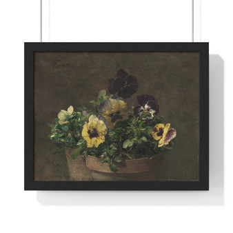 Potted Pansies 1883 Henri Fantin,Latour French  ,  Premium Framed Horizontal Poster,Potted Pansies 1883 Henri Fantin-Latour French  -  Premium Framed Horizontal Poster