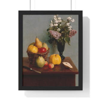   Premium Framed Vertical Poster,Still Life with Flowers and Fruit 1866 Henri Fantin-Latour French  -  Premium Framed Vertical Poster,Still Life with Flowers and Fruit 1866 Henri Fantin,Latour French  