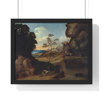 Giorgione, Landschaft mit Sonnenuntergang   ,  Premium Framed Horizontal Poster,Giorgione, Landschaft mit Sonnenuntergang   -  Premium Framed Horizontal Poster,Giorgione, Landschaft mit Sonnenuntergang   -  Premium Framed Horizontal Poster