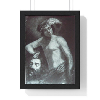 Judith Leyster  David with the head of Goliath , Premium Framed Vertical Poster,Judith Leyster  David with the head of Goliath - Premium Framed Vertical Poster
