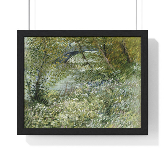 Vincent van Gogh's River Bank in Springtime  ,  Premium Framed Horizontal Poster,Vincent van Gogh's River Bank in Springtime  -  Premium Framed Horizontal Poster