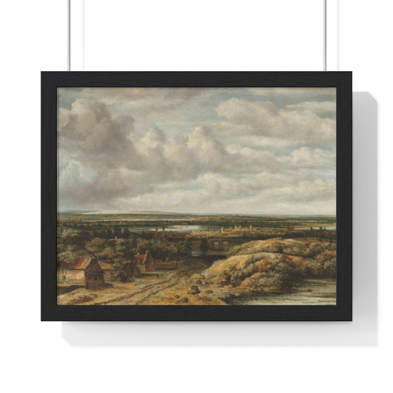 View with huts on a road, Philips Koninck  -  Premium Framed Horizontal Poster