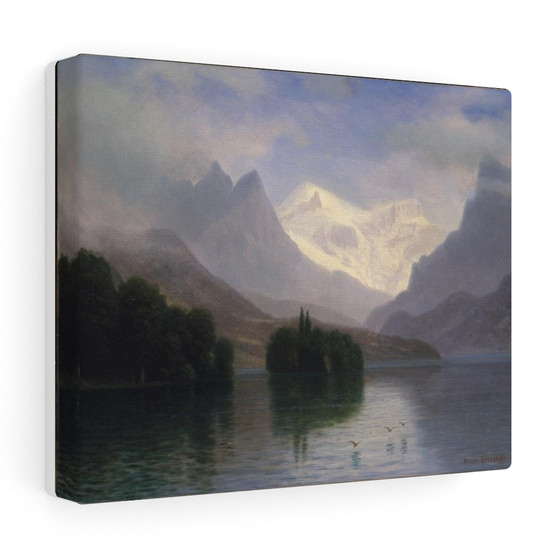 Mountain Scene,  Albert Bierstadt American  ,  Stretched Canvas,Mountain Scene,  Albert Bierstadt American  -  Stretched Canvas,Mountain Scene,  Albert Bierstadt American  -  Stretched Canvas