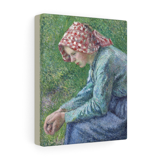 A Seated Peasant Woman (1885) by Camille Pissarro, Stretched Canvas,A Seated Peasant Woman (1885) by Camille Pissarro- Stretched Canvas