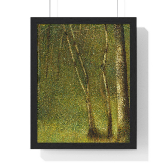 The Forest at Pontaubert, Georges Seurat French  -  Premium Framed Vertical Poster,The Forest at Pontaubert, Georges Seurat French  ,  Premium Framed Vertical Poster,The Forest at Pontaubert, Georges Seurat French  -  Premium Framed Vertical Poster