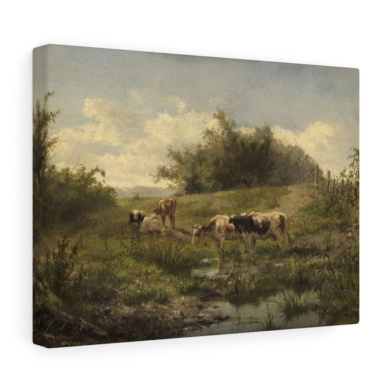 Cows at a Pond, Gerard Bilders  ,  Stretched Canvas,Cows at a Pond, Gerard Bilders  -  Stretched Canvas,Cows at a Pond, Gerard Bilders  -  Stretched Canvas