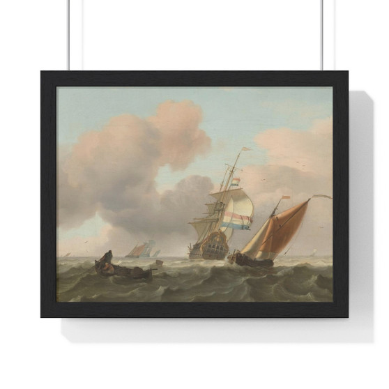 Rough Sea with Ships, Ludolf Bakhuysen  -  Premium Framed Horizontal Poster,Rough Sea with Ships, Ludolf Bakhuysen  -  Premium Framed Horizontal Poster,Rough Sea with Ships, Ludolf Bakhuysen  ,  Premium Framed Horizontal Poster