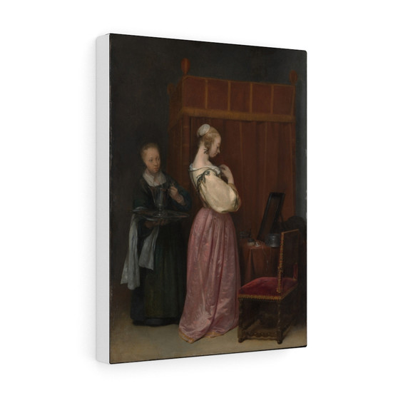 A Young Woman at Her Toilet with a Maid, ca. 1650-51, Gerard ter Borch the Younger, Dutch- Stretched Canvas,A Young Woman at Her Toilet with a Maid, ca. 1650,51, Gerard ter Borch the Younger, Dutch, Stretched Canvas,A Young Woman at Her Toilet with a Maid, ca. 1650-51, Gerard ter Borch the Younger, Dutch- Stretched Canvas