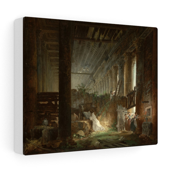 A Hermit Praying in the Ruins of a Roman Temple , Hubert Robert (French, 1733 , 1808) , Stretched Canvas,A Hermit Praying in the Ruins of a Roman Temple - Hubert Robert (French, 1733 - 1808) - Stretched Canvas,A Hermit Praying in the Ruins of a Roman Temple - Hubert Robert (French, 1733 - 1808) - Stretched Canvas