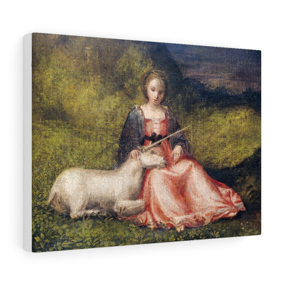 Giorgione's Woman with Unicorn (1510)  , Stretched Canvas,Giorgione's Woman with Unicorn (1510)  - Stretched Canvas