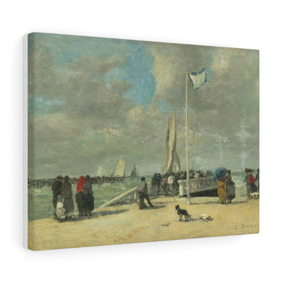 Eugène Boudin , On the Jetty, circa 1869,1870 , Stretched Canvas,Eugène Boudin - On the Jetty- circa 1869-1870 - Stretched Canvas