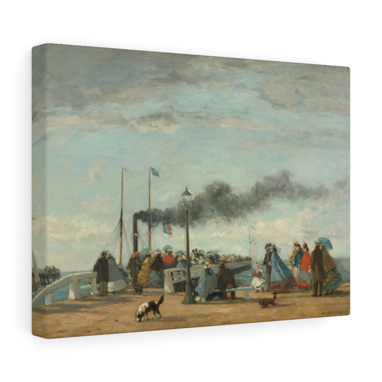 Eugène Boudin , Jetty and Wharf at Trouville ,1863 , Stretched Canvas,Eugène Boudin - Jetty and Wharf at Trouville -1863 - Stretched Canvas