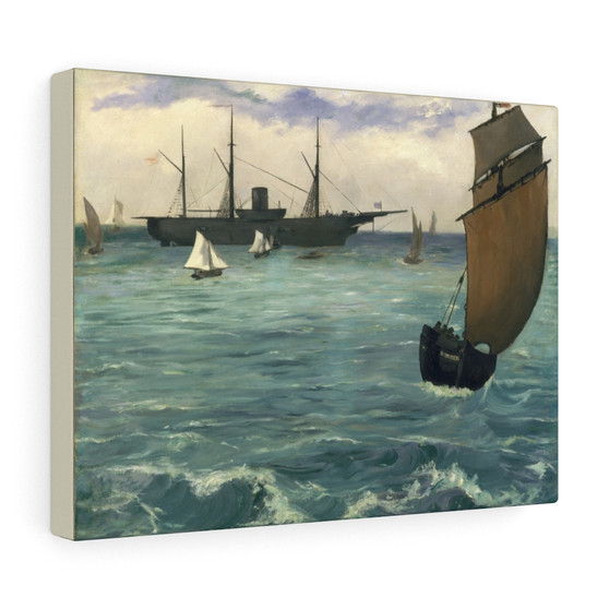 The "Kearsarge" at Boulogne 1864 Edouard Manet French, Stretched Canvas,The "Kearsarge" at Boulogne 1864 Edouard Manet French- Stretched Canvas