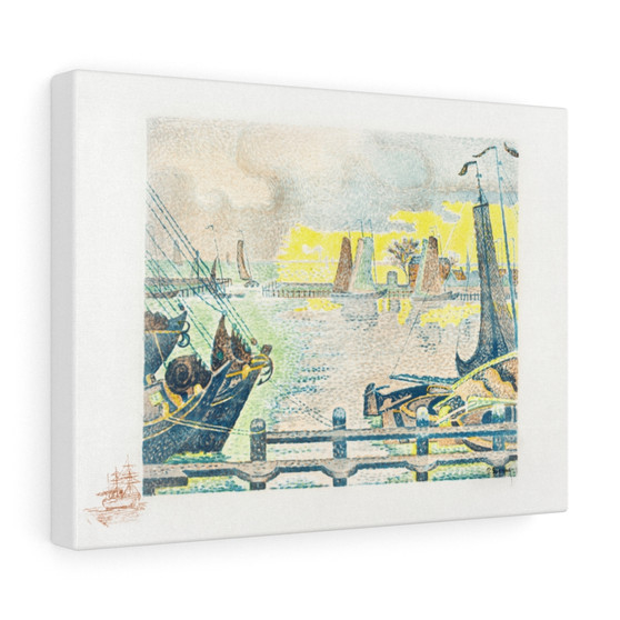 Boats at Flushing (Bateaux à Flessingue) (1895) print in high resolution by Paul Signac, Stretched Canvas,Boats at Flushing (Bateaux à Flessingue) (1895) print in high resolution by Paul Signac- Stretched Canvas