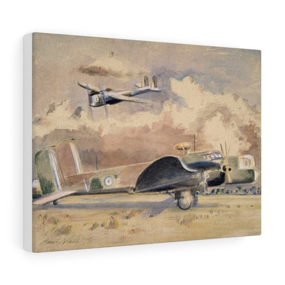 Whitley Bombers Sunning (1940) painting in high resolution by Paul Nash , Stretched Canvas,Whitley Bombers Sunning (1940) painting in high resolution by Paul Nash - Stretched Canvas
