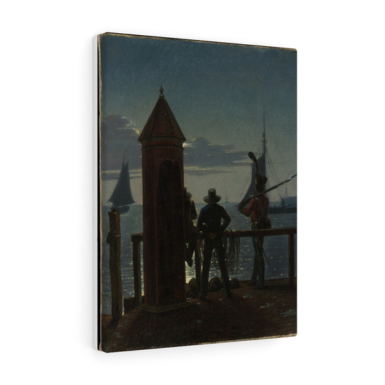 View from the Citadel Ramparts in Copenhagen by Moonlight 1839 Martinus Rørbye Danish:Stretched Canvas,View from the Citadel Ramparts in Copenhagen by Moonlight 1839 Martinus Rørbye Danish,Stretched Canvas