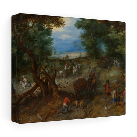A Woodland Road with Travelers, 1607, Jan Brueghel the Elder, Netherlandish , Stretched Canvas,A Woodland Road with Travelers, 1607, Jan Brueghel the Elder, Netherlandish - Stretched Canvas,A Woodland Road with Travelers, 1607, Jan Brueghel the Elder, Netherlandish - Stretched Canvas