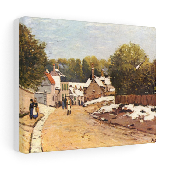 Alfred Sisley's First Snow in Louveciennes , Stretched Canvas,Alfred Sisley's First Snow in Louveciennes - Stretched Canvas
