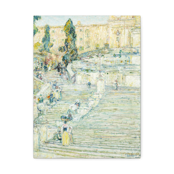 The Spanish Stairs, Rome (1987) by Frederick Childe Hassam - Stretched Canvas