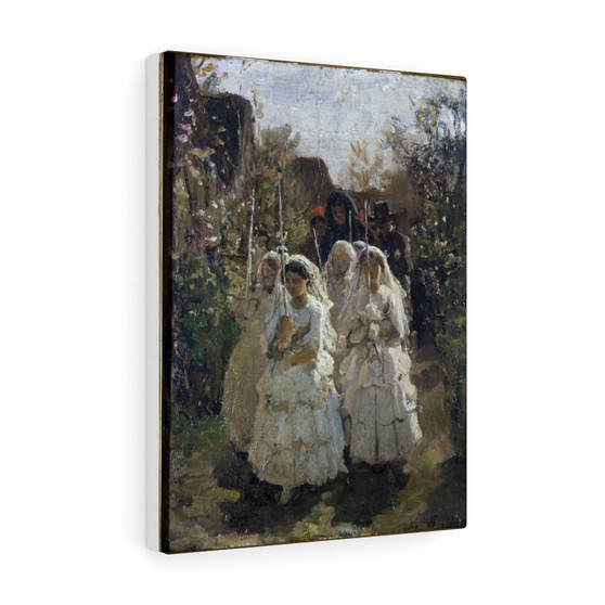 The communicants at Courrières Jules Breton , 1855 , Stretched Canvas,The communicants at Courrières Jules Breton - 1855 - Stretched Canvas