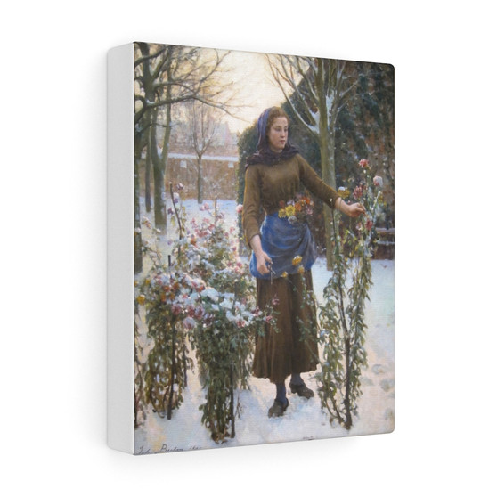  Stretched Canvas,Last Flowers by Jules Breton - Stretched Canvas,Last Flowers by Jules Breton 