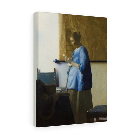 Woman Reading a Letter (ca. 1663) by Johannes Vermeer, Stretched Canvas,Woman Reading a Letter (ca. 1663) by Johannes Vermeer- Stretched Canvas