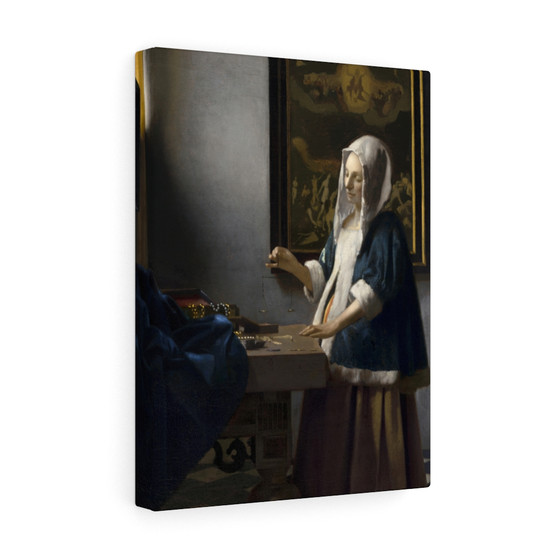  Stretched Canvas,Woman Holding a Balance (ca. 1664) by Johannes Vermeer - Stretched Canvas,Woman Holding a Balance (ca. 1664) by Johannes Vermeer 