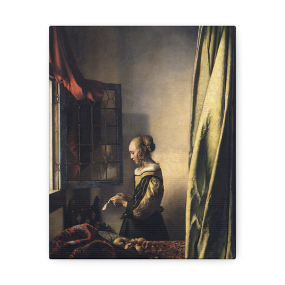 Johannes Vermeer's Girl Reading a Letter by an Open Window (ca. 1659)-Stretched Canvas