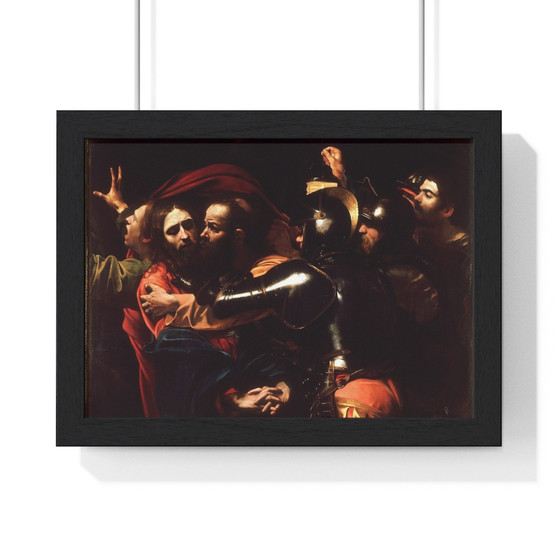 The Taking of Christ, Caravaggio -  Premium Framed Horizontal Poster,The Taking of Christ, Caravaggio ,  Premium Framed Horizontal Poster,The Taking of Christ, Caravaggio -  Premium Framed Horizontal Poster