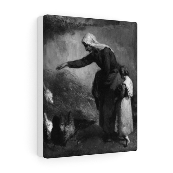 Jean François Millet,  Woman Feeding Chickens  ,  Stretched Canvas,Jean François Millet,  Woman Feeding Chickens  -  Stretched Canvas,Jean François Millet,  Woman Feeding Chickens  -  Stretched Canvas