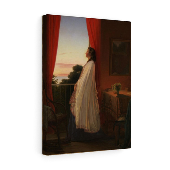 Jørgen Walentin Sonne, Young Lady looking at the Summer Night from an Open Door of a veranda  ,  Stretched Canvas,Jørgen Walentin Sonne, Young Lady looking at the Summer Night from an Open Door of a veranda  -  Stretched Canvas,Jørgen Walentin Sonne, Young Lady looking at the Summer Night from an Open Door of a veranda  -  Stretched Canvas