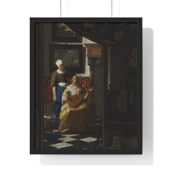   Premium Framed Vertical Poster,The Love Letter by Johannes Vermeer  -  Premium Framed Vertical Poster,The Love Letter by Johannes Vermeer  