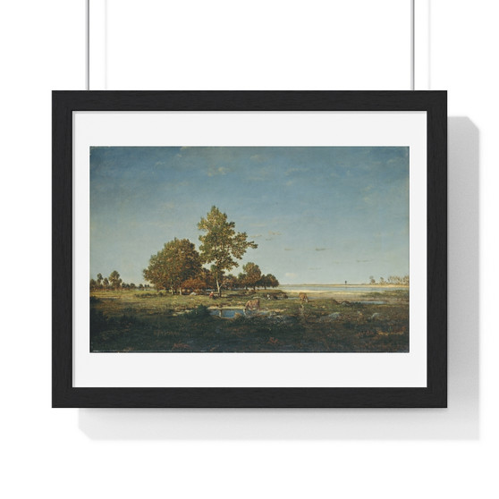 Théodore Rousseau , Landscape with a clump of trees , Premium Horizontal Framed Poster,Théodore Rousseau - Landscape with a clump of trees - Premium Horizontal Framed Poster