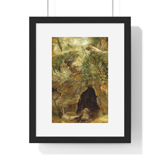  Premium Vertical Framed Poster,The Cave by Theodore Rousseau - Premium Vertical Framed Poster,The Cave by Theodore Rousseau 