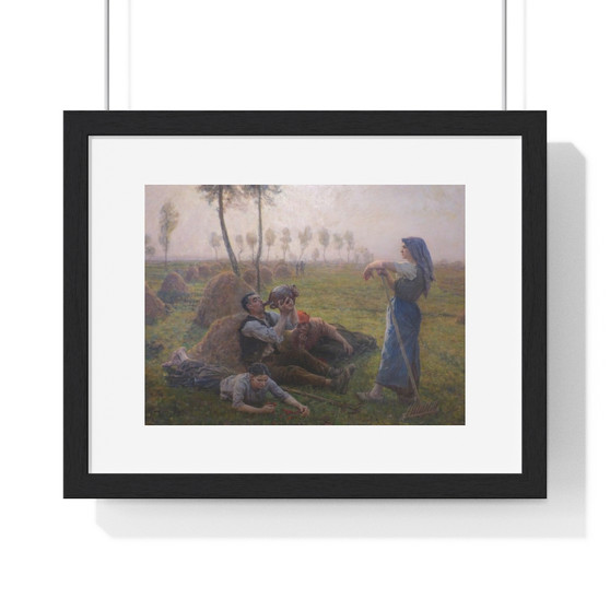 Jules,Adolphe Breton’s Peasants Resting , Premium Framed Horizontal Poster,Jules-Adolphe Breton’s Peasants Resting - Premium Framed Horizontal Poster