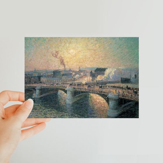 Le pont Boieldieu à Rouen, soleil couchant, Camille Pissarro (1830–1903) -  Classic Postcard - (FREE SHIPPING)