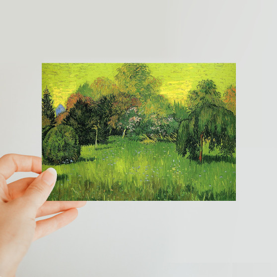 Public Park With Weeping Willow, The poet's garden, 1888 by Vincent Van Gogh -  Classic Postcard - (FREE SHIPPING)