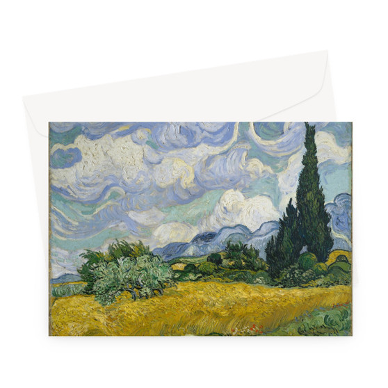 Wheat Field with Cypresses 1889 Vincent van Gogh -  Greeting Card - (FREE SHIPPING)