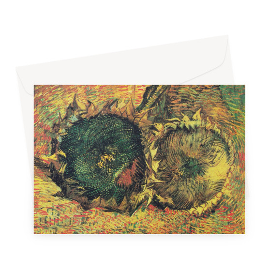 Vincent van Gogh's Two Cut Sunflowers (1887) -  Greeting Card - (FREE SHIPPING)