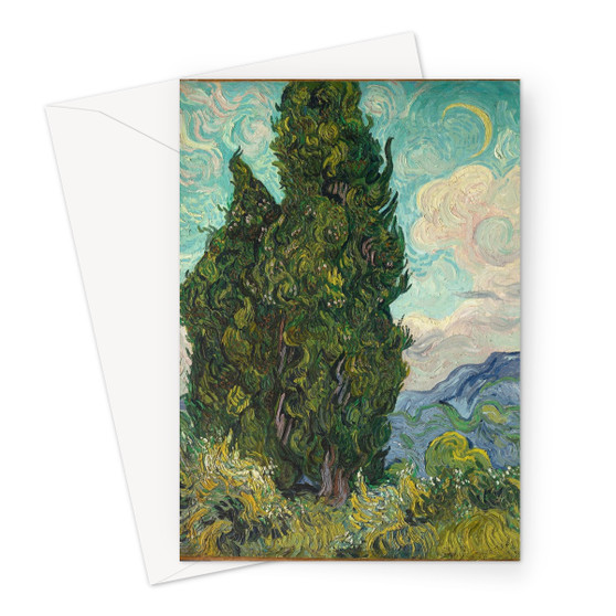 Cypresses 1889 Vincent van Gogh Dutch-  Greeting Card - (FREE SHIPPING)