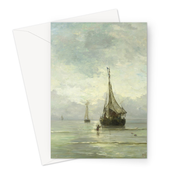 Kalme zee, Hendrik Willem Mesdag, 1860 - 1900 -  Greeting Card - (FREE SHIPPING)