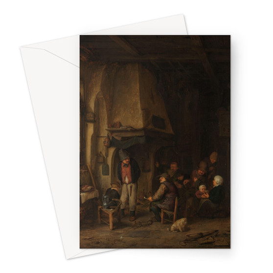 'The Skaters' Peasant Company in an Interior, Adriaen van Ostade, c. 1656 -  Greeting Card - (FREE SHIPPING)