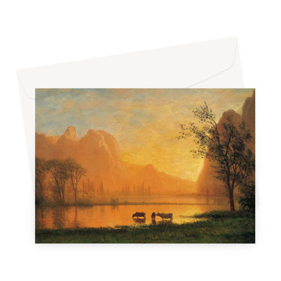 Albert_Bierstadt_-_Sundown_at_Yosemite -  Greeting Card - (FREE SHIPPING)